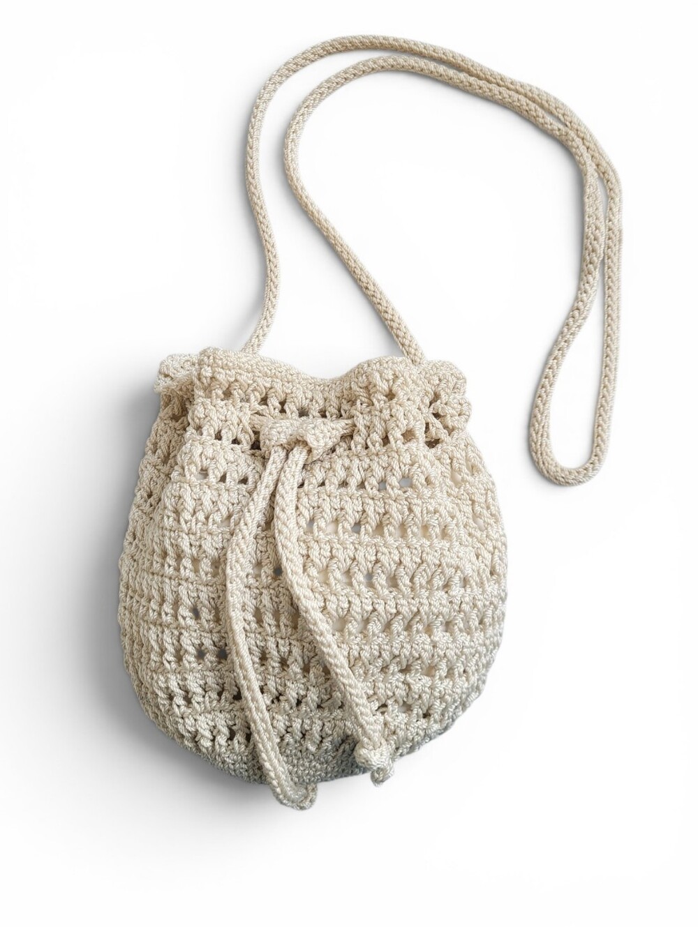 Y2K Mudd Crochet Crossbody Bag in Natural Cream